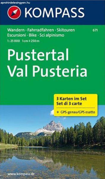 WK 671 - Pustertal / Val Pusteria 3 részes turistatérkép - KOMPASS