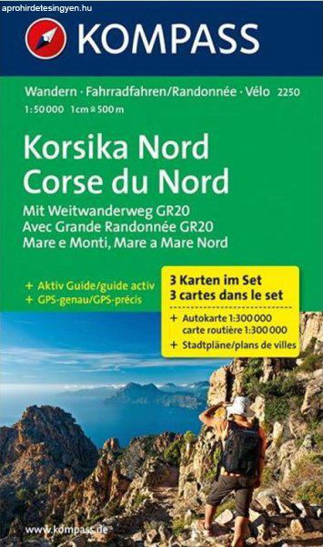 WK 2250 - Korsika Nord - Corse du Nord - Weitwanderweg GR20 3 részes
turistatérkép - KOMPASS