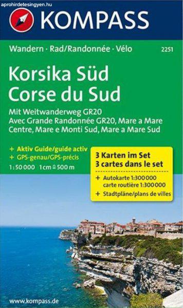 WK 2251 - Korsika Süd - Corse du Sud - Weitwanderweg GR20 3 részes
turistatérkép - KOMPASS