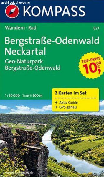 WK 827 - Bergstraße-Odenwald - Neckartal 2 részes turistatérkép - KOMPASS