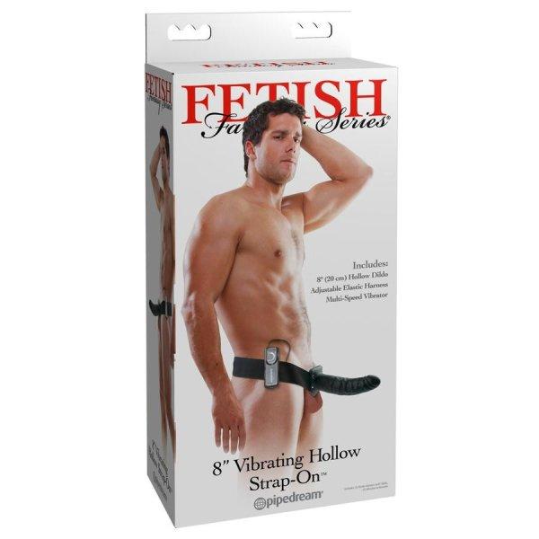 Fetish Strap-On 8 - felcsatolható, üreges vibrátor (fekete)