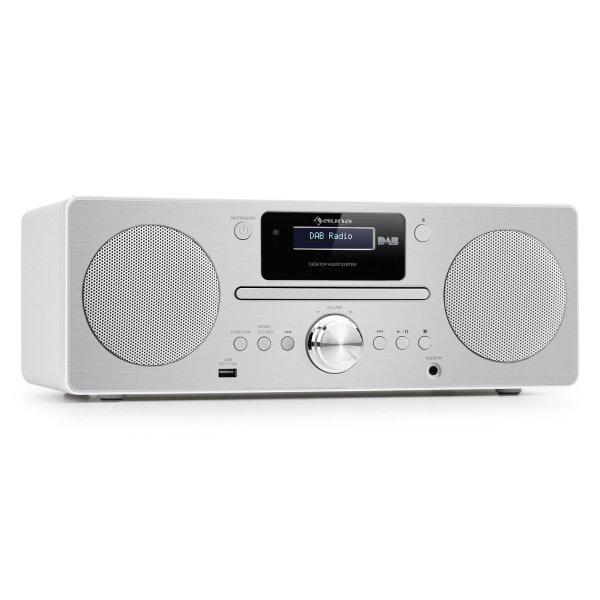 Auna Harvard mikro zenei rendszer, DAB/DAB+, FM tuner, CD-lejátszó, USB
töltő, fehér