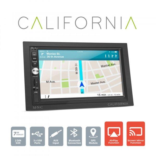 MNC Multimédiás fejegység "California" - 2 DIN - 4 x 50 W - WiFi -
BT - MP5 - AUX - SD - USB (39753)