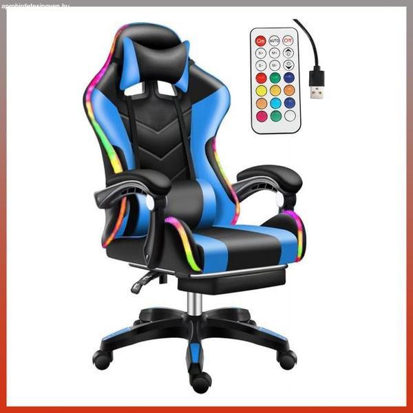 Likeregal 920 LED gamer szék lábtartóval kék holm6911