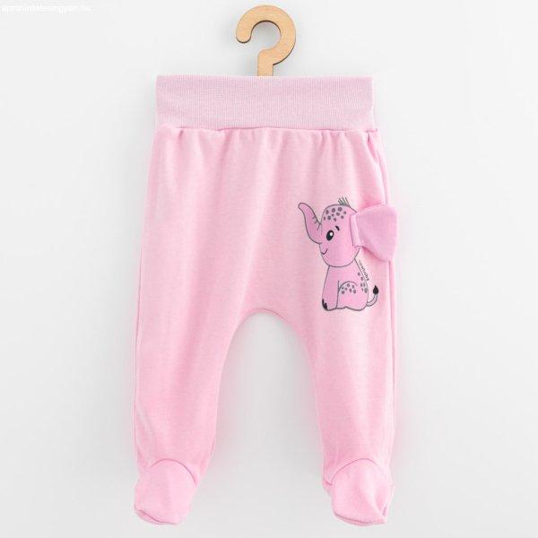 Baba pamut lábfejes nadrág New Baby Happy Elephant pink