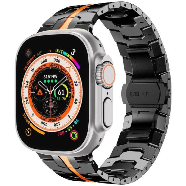 4wrist Acél óraszíj Iron Man Apple Watch-hoz 42/44/45/49 mm -
Black/Orange