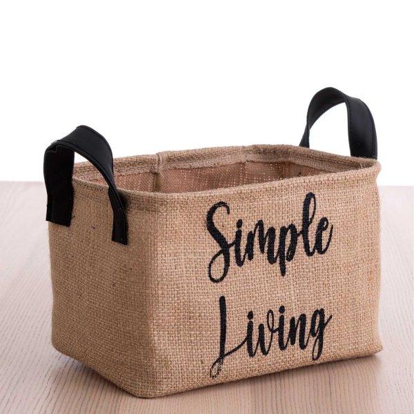 Tárolókosár, Simple Living felirattal, kicsi, szövet, bézs, 27 cm - SIMPLE
LIVING - Butopêa