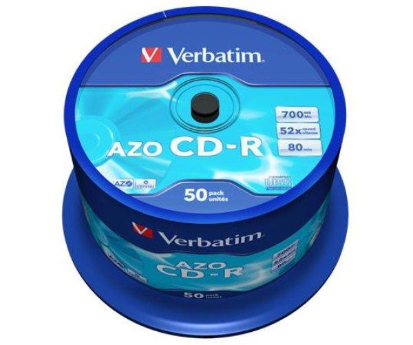 CD-R lemez, Crystal bevonat, AZO, 700MB, 52x, 50 db, hengeren VERBATIM
"DataLife Plus"