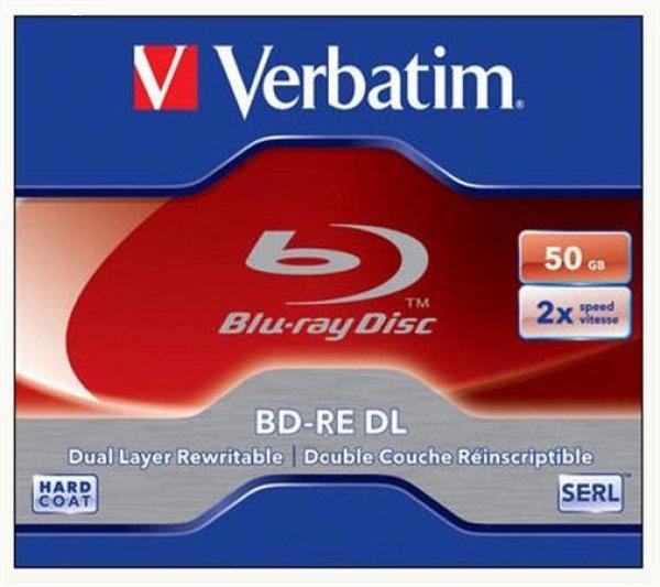 BD-RE BluRay lemez, kétrétegű, újraírható, 50GB, 2x, 1db, normál tok,
VERBATIM