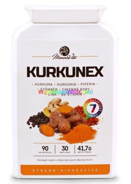 KURKUNEX 90 db kapszula, kurkuma és kurkumin - Mannavita