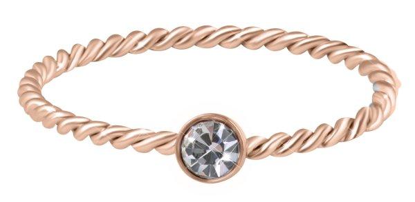 Troli Aranyozott csavart acél gyűrű színtiszta
cirkónium kővel Rose Gold 55 mm