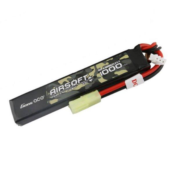 Gens ace 25C 1000mAh 2S1P 7.4V Airsoft Gun Lipo akkumulátor mini Tamiya dugós
csatlakozóval