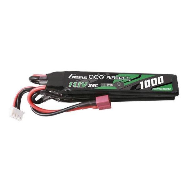 Gens ace 25C 1000mAh 3S1P 11.1V Nunchuck 3X Airsoft Gun Lipo Akkumulátor val T
Plug