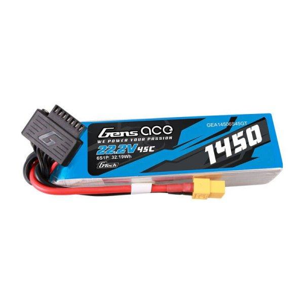 Gens Ace G-Tech 1450mAh 22.2V 45C 6S1P Lipo Akkumulátor Pack val XT60 Plug