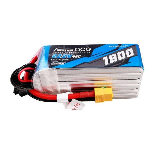 Gens ace G-Tech 1800mAh 22.2V 45C 6S1P Lipo Akkumulátor Pack val XT60 Plug