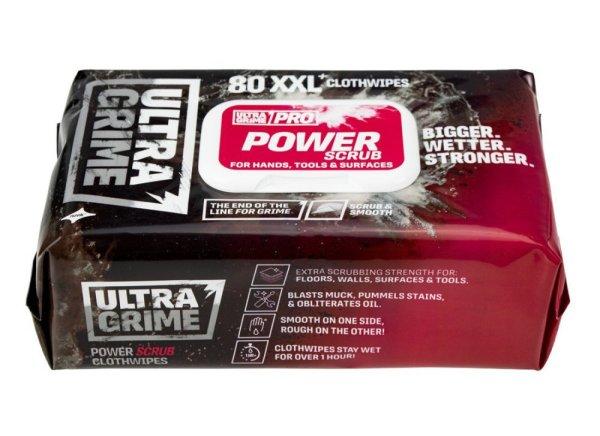 Ultragrime, Törlőkendő Power, Kéz és Felülettisztító, 80db