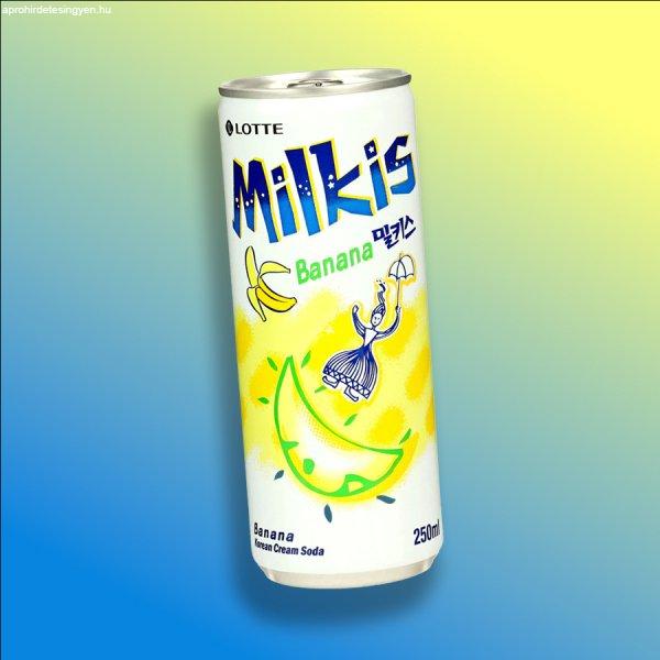 Lotte Milkis Soft Drink Banana banán ízű tejes szénsavas ital 250ml