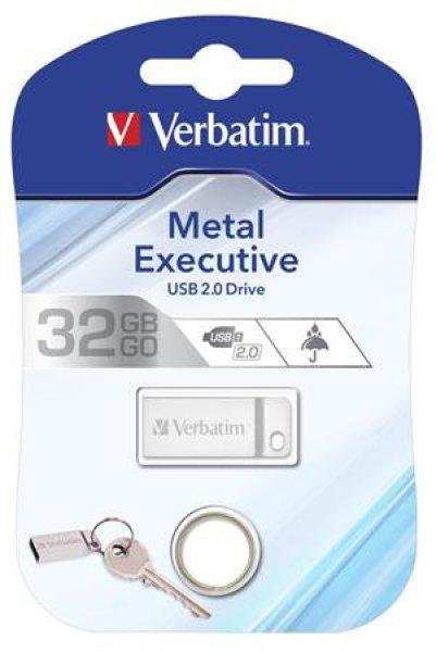 Pendrive, 32GB, USB 2.0, VERBATIM "Executive Metal", ezüst