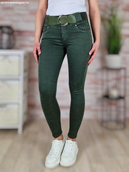 Széles öves, csőszárú, khaki skinny nadrág XS-XL-ig