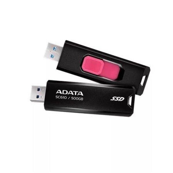 SSD (külső memória), 500GB, USB 3.2, 500/550MB/s, ADATA "SC610",
fekete-piros