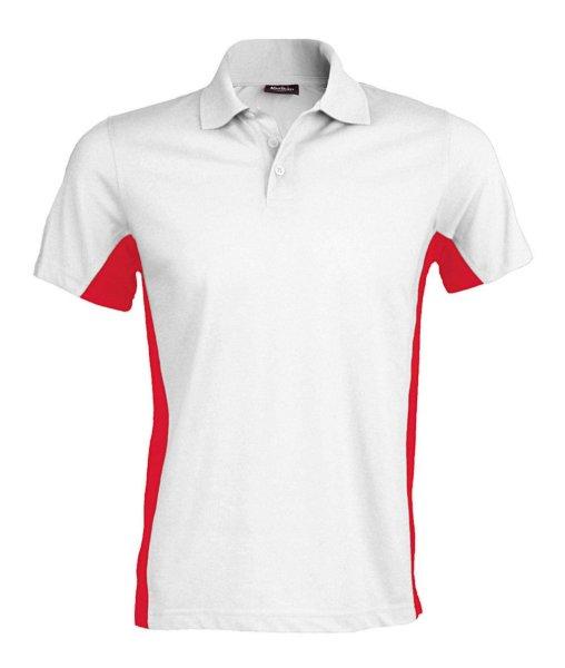 Férfi kétszínű rövid ujjú galléros piké póló, Kariban KA232,
White/Red-S