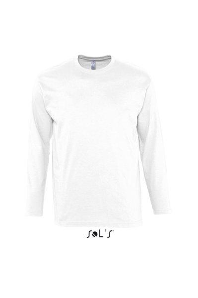 Férfi MONARCH hosszú ujjú pamut póló, SOL'S SO11420, White-3XL