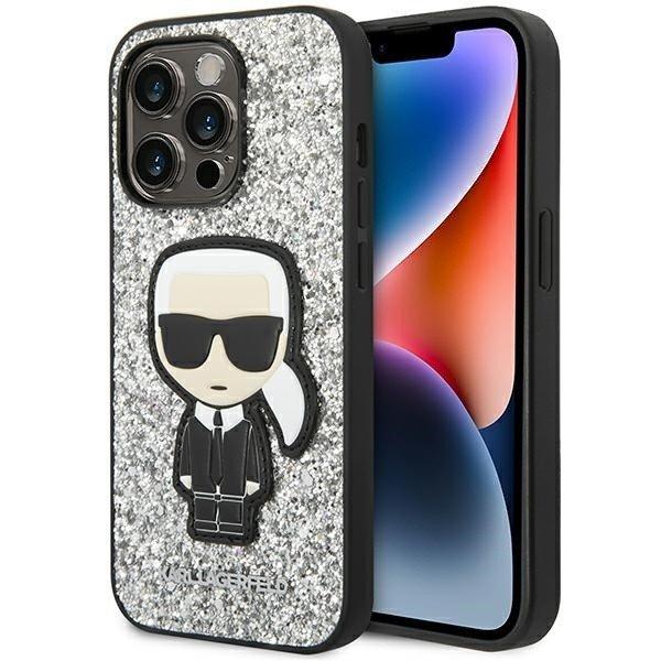 Karl Lagerfeld KLHCP14XGFKPG iPhone 14 Pro Max 6.7" keménytok ezüst
csillámpelyhek Ikonik