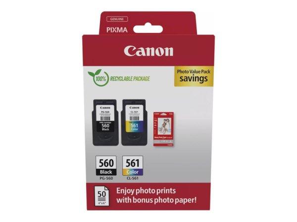 Canon PG-560 (1x7,5 ml) + CL-561 (1x8,3 ml) + 50 lap GP501 10x15 fényes
fotópapír Multipack