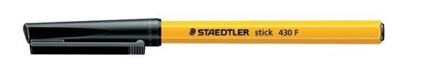 Golyóstoll, 0,3 mm, kupakos, STAEDTLER "Stick 430 F", fekete