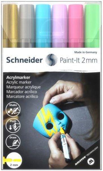 Dekormarker készlet, akril, 2 mm, SCHNEIDER "Paint-It 310", 6
különböző szín