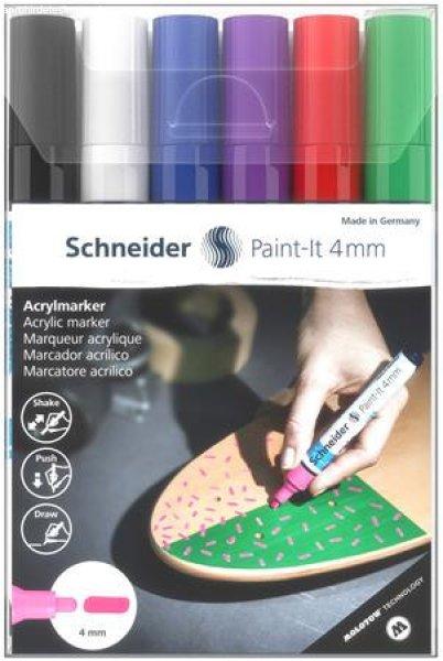 Dekormarker készlet, akril, 4 mm, SCHNEIDER "Paint-It 320", 6
különböző szín