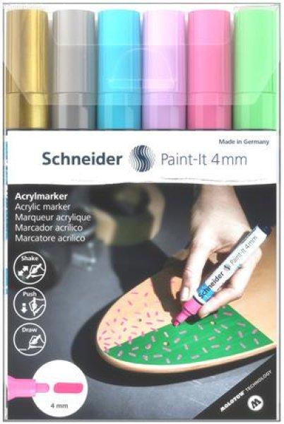 Dekormarker készlet, akril, 4 mm, SCHNEIDER "Paint-It 320", 6
különböző szín