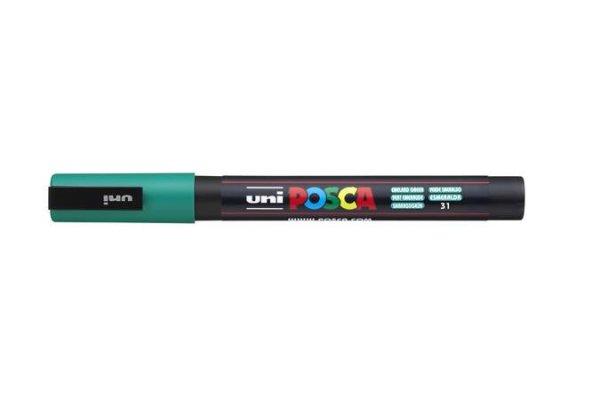 Dekormarker, 0,9-1,3 mm, UNI "Posca PC-3M", smaragdzöld