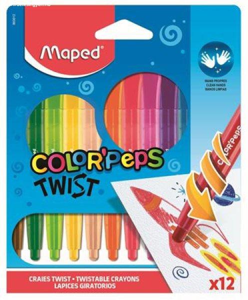 Zsírkréta, kitekerhető, MAPED "Color'Peps", 12 különböző
szín