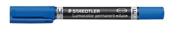 Alkoholos marker, 0,6/1,5 mm, kúpos, kétvégű, STAEDTLER "Lumocolor®
duo 348", kék