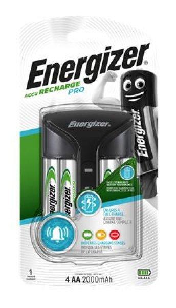 Elemtöltő, AA ceruza/AAA mikro, 4x2000 mAh AA (előtöltött), kijelzővel,
ENERGIZER "Pro"