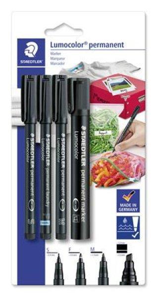 Alkoholos marker készlet, vegyes, STAEDTLER "Lumocolor® 60" 4
különböző vonalvastagság, fekete