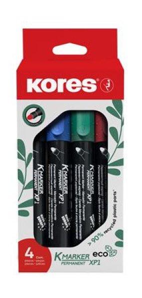 Alkoholos marker készlet, 3 mm, kúpos, KORES "Eco K-Marker", 4
különböző szín