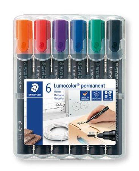 Alkoholos marker készlet, 2 mm, kúpos, STAEDTLER "Lumocolor® 352",
6 különböző szín