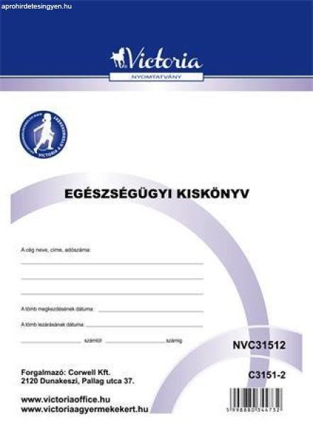 Nyomtatvány, egészségügyi kiskönyv, A6, VICTORIA PAPER "C.3151-2"