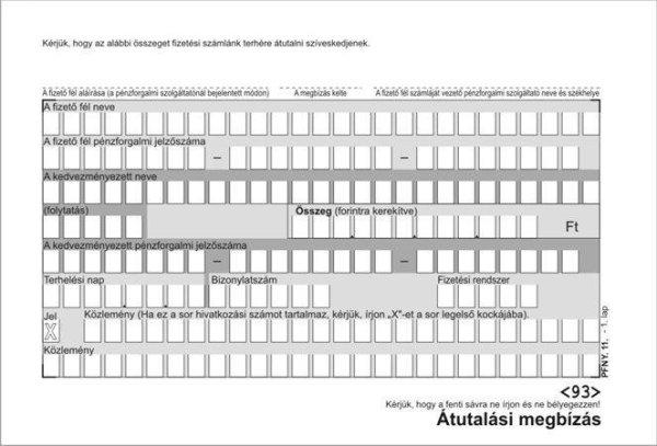 Nyomtatvány, átutalási megbízás, kézi, 500x2, A6, VICTORIA PAPER
"PFNY 11"