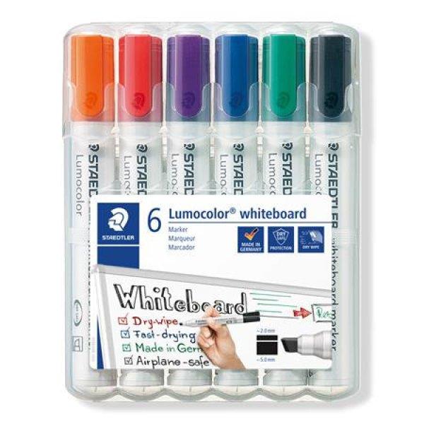 Táblamarker készlet, 2-5 mm, vágott, STAEDTLER "Lumocolor® 351 B",
6 különböző szín