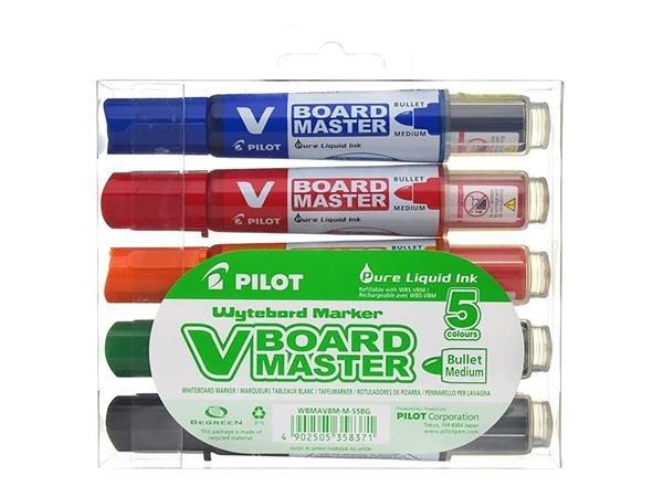 Táblamarker készlet, 2,3 mm, kúpos, PILOT "V-Board Master", 5
különböző szín