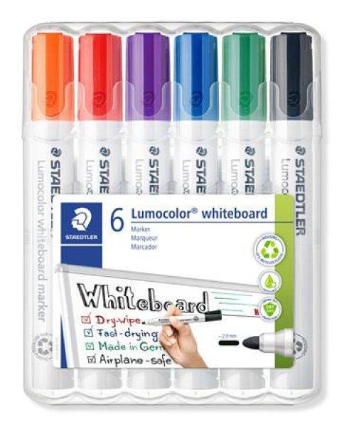 Táblamarker készlet, 2 mm, kúpos, STAEDTLER "Lumocolor® 351", 6
különböző szín