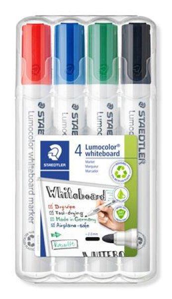 Táblamarker készlet, 2 mm, kúpos, STAEDTLER "Lumocolor® 351", 4
különböző szín