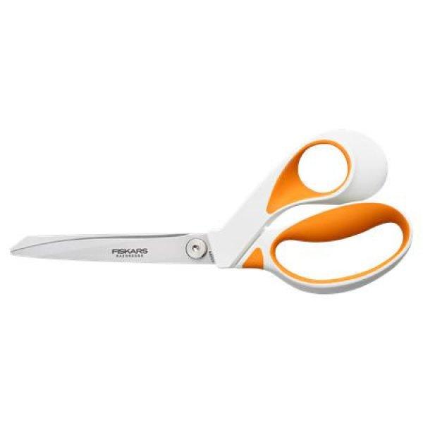 Olló, általános, 23 cm, FISKARS "RazorEdge Softgrip",
narancssárga-fehér