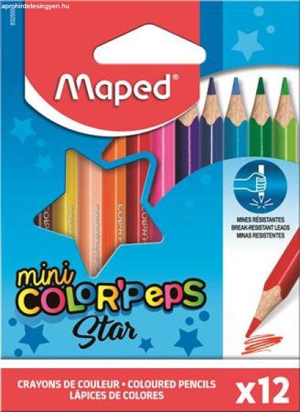 Színes ceruza készlet, háromszögletű, MAPED "Color'Peps Star
Mini", 12 különböző szín