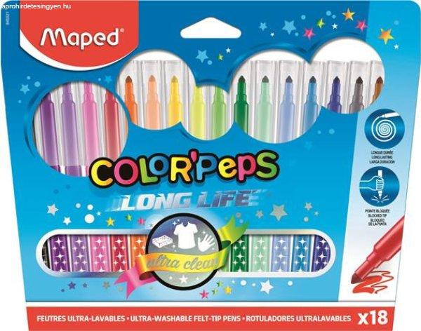 Filctoll készlet, mosható, MAPED "Color'Peps Long Life", 18
különböző szín