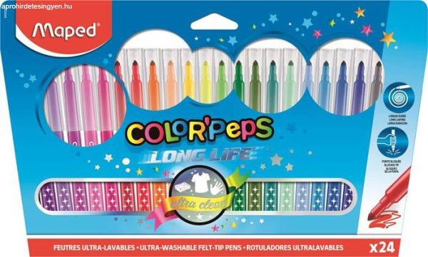 Filctoll készlet, mosható, MAPED "Color'Peps Long Life", 24
különböző szín