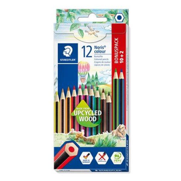 Színes ceruza készlet, hatszögletű, STAEDTLER "Noris Colour 185",
10+2 különböző szín